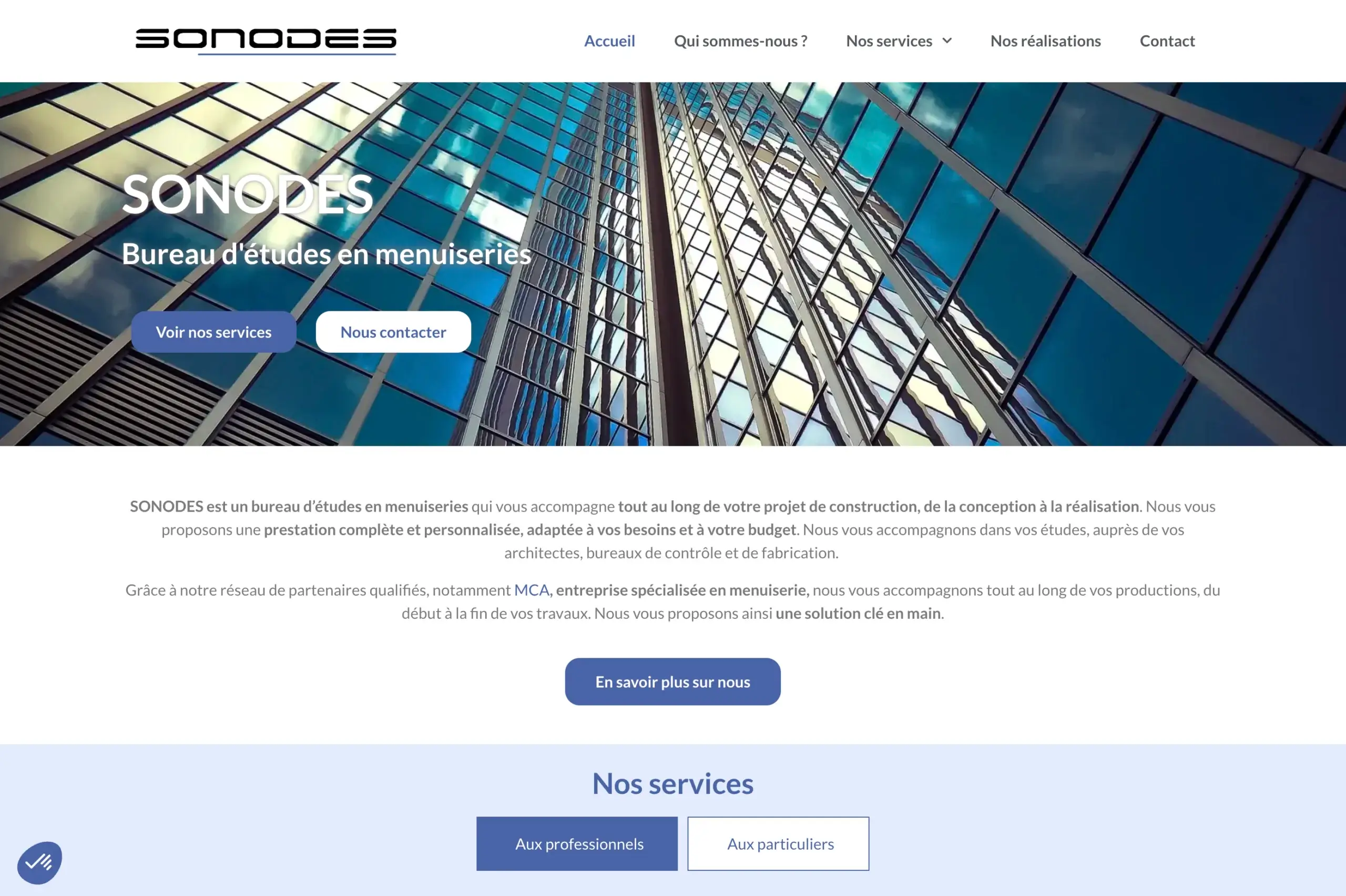 Page d'accueil du site SONODES